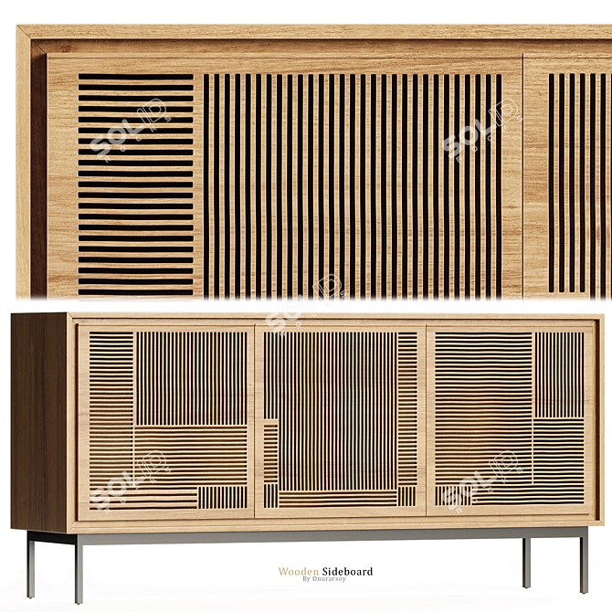  Elegantly Crafted Wooden Sideboard 3D model image 1