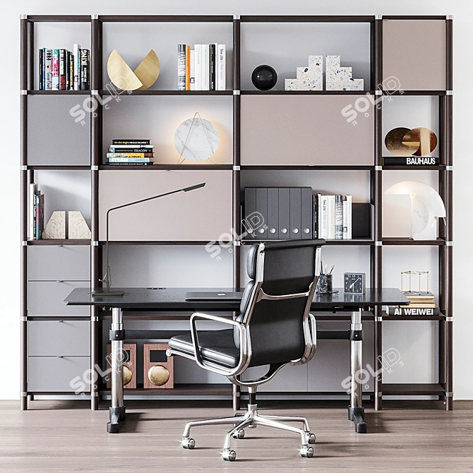 Modern Workspace Set with Manerba, USM & Vitra 3D model image 1