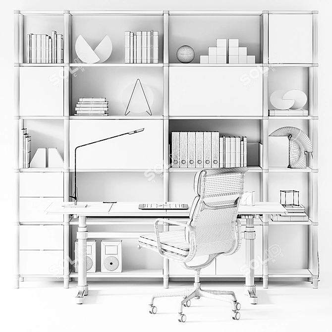 Modern Workspace Set with Manerba, USM & Vitra 3D model image 5