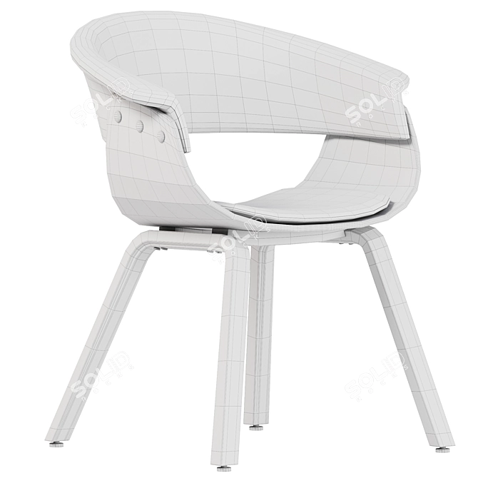 Modern Walnut Wood Dining Chair 3D model image 5