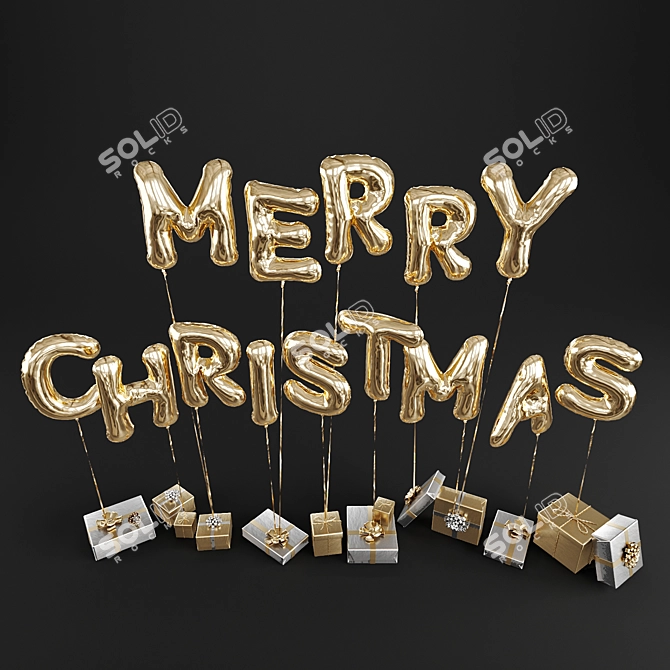 Christmas Balloon Gifts Set, 3D 3D model image 4