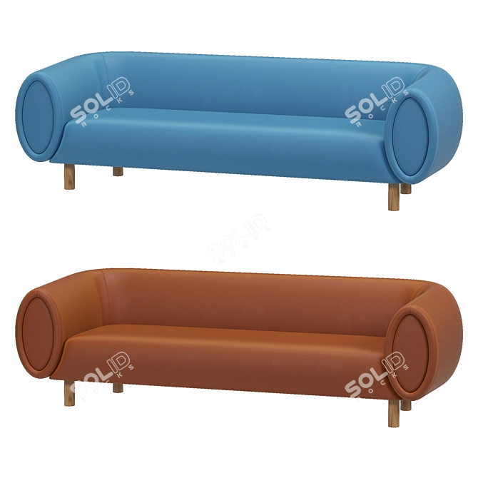Elegant 3-Seat Tobi Sofa 3D model image 1