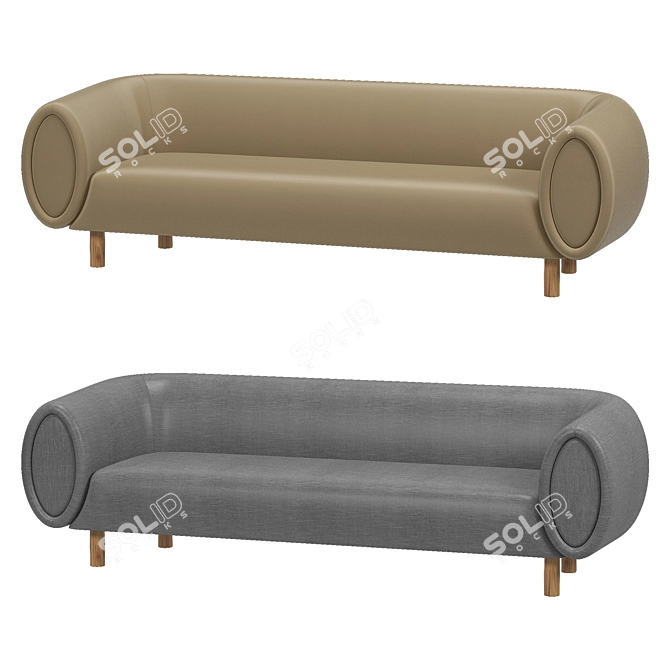 Elegant 3-Seat Tobi Sofa 3D model image 3