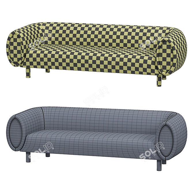 Elegant 3-Seat Tobi Sofa 3D model image 4