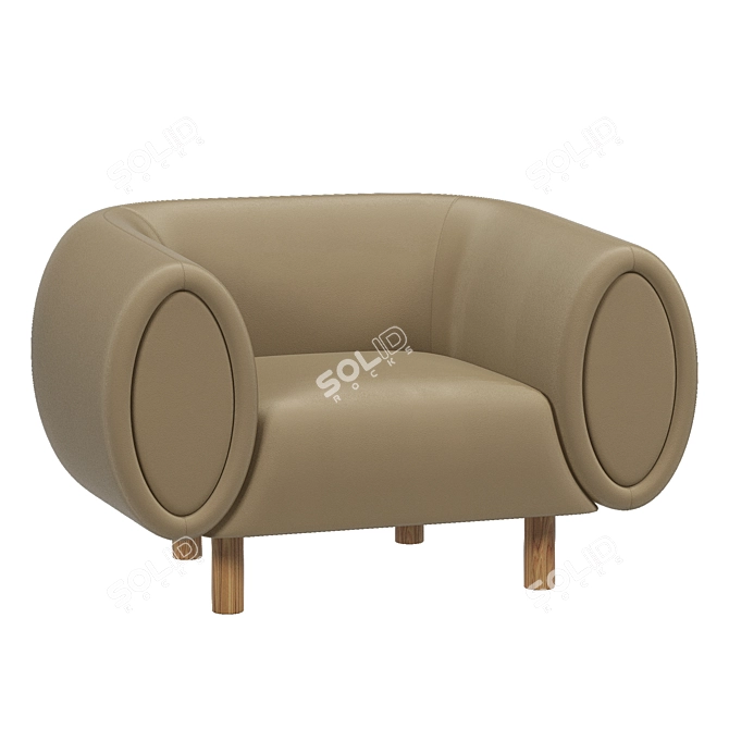 Modern Tobi Armchair Model 2015 3D model image 5