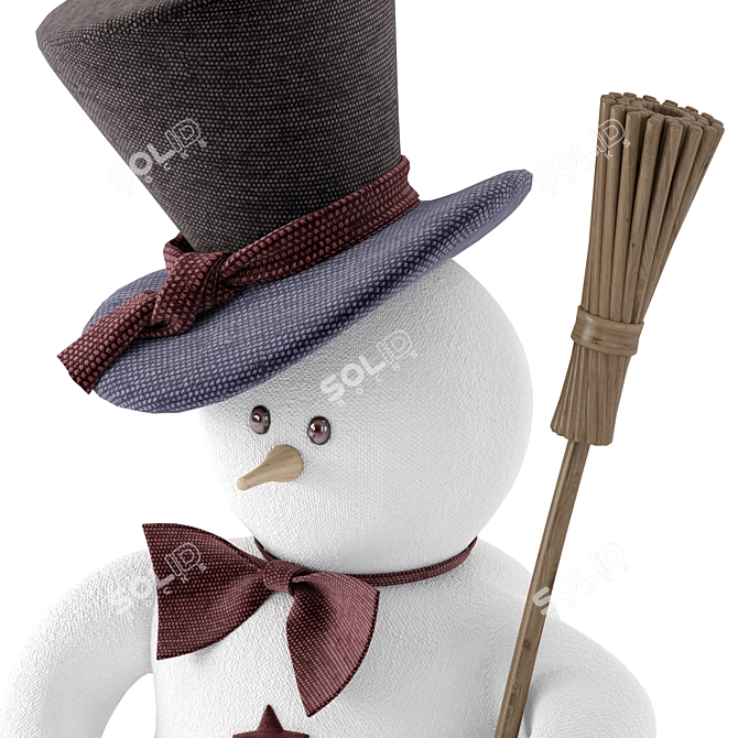 Festive Snowman & Wooden Tree 3D model image 5