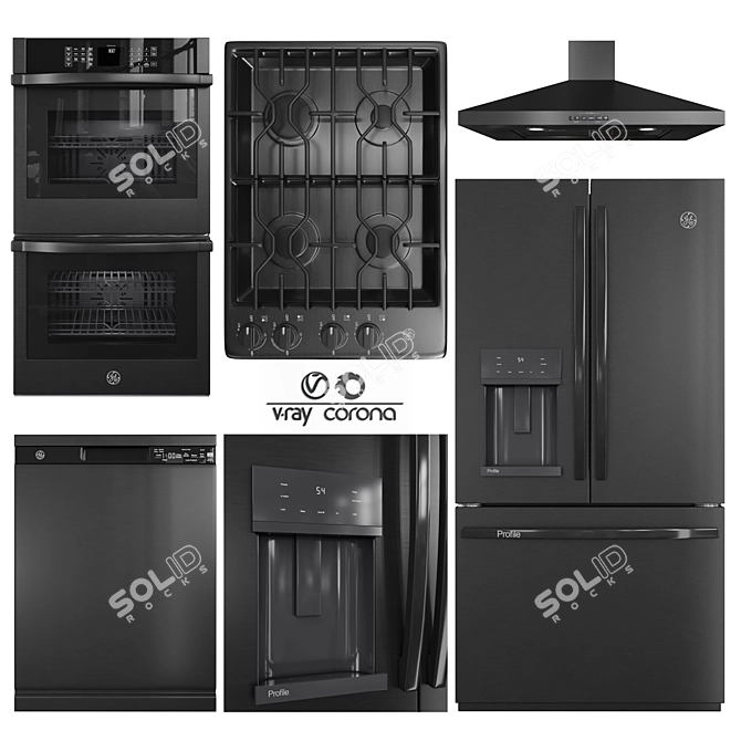 Complete GE Appliance Set 3D model image 1