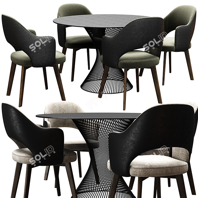 Sleek Baxter Dining Chair Set 3D model image 1