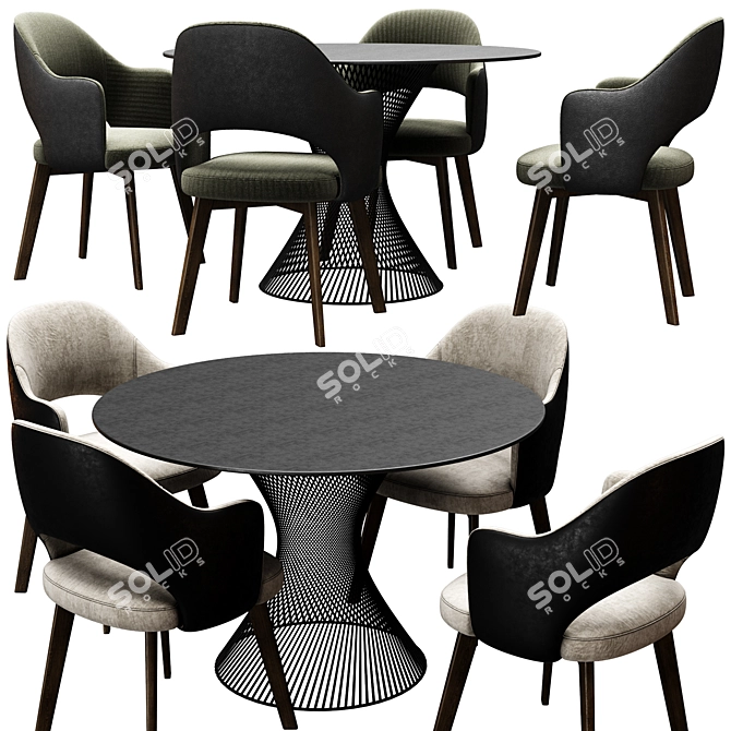 Sleek Baxter Dining Chair Set 3D model image 3