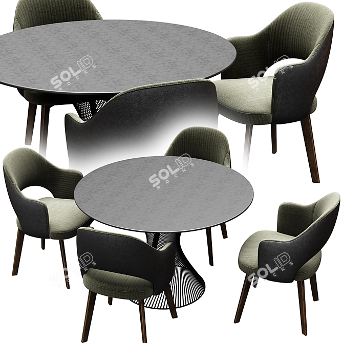 Sleek Baxter Dining Chair Set 3D model image 4