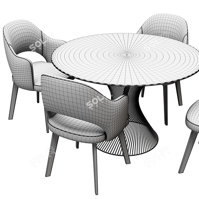 Sleek Baxter Dining Chair Set 3D model image 5