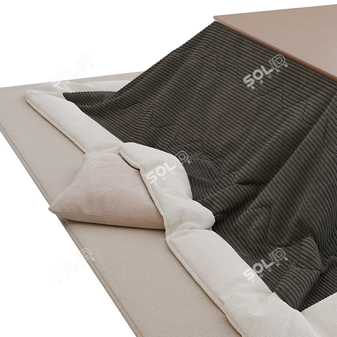 Japanese Kotatsu Table Set 3D model image 2