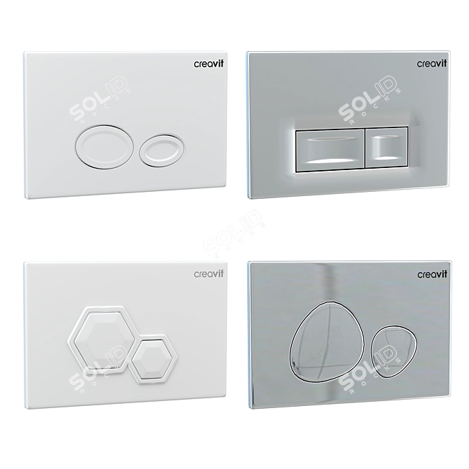 Universal Flush Buttons Set (10 pcs) 3D model image 2