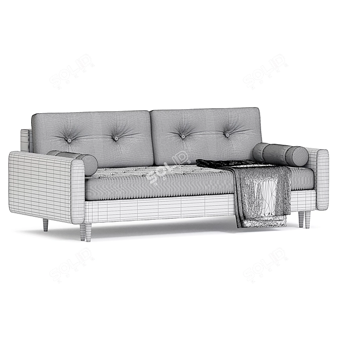 Elegant Numo Velvet Gray Sofa 3D model image 2