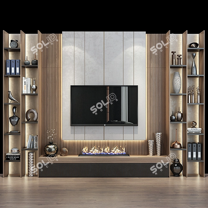 Modern TV Shelf 0573 White 3D model image 1