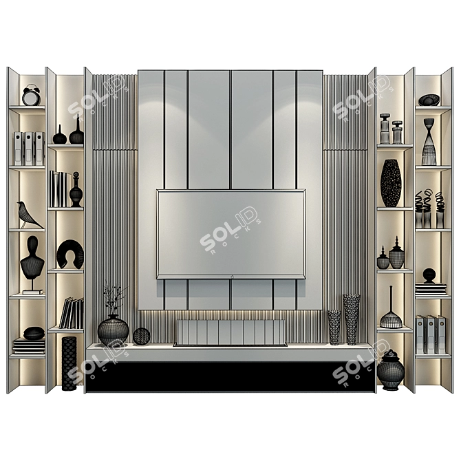 Modern TV Shelf 0573 White 3D model image 2