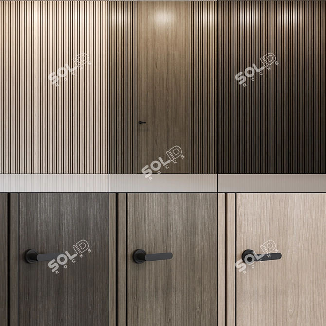 Veneer Wall Panels - 3 Wood Options 3D model image 1