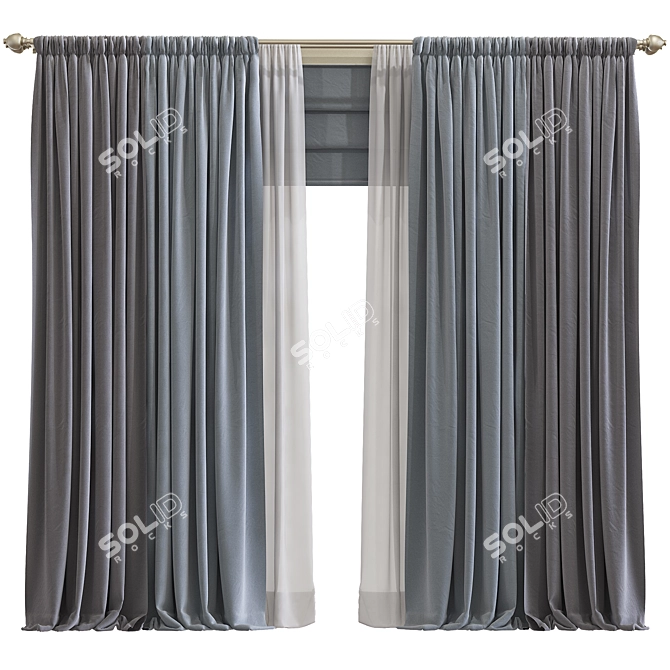 Retopologized Curtain Design 3D model image 1