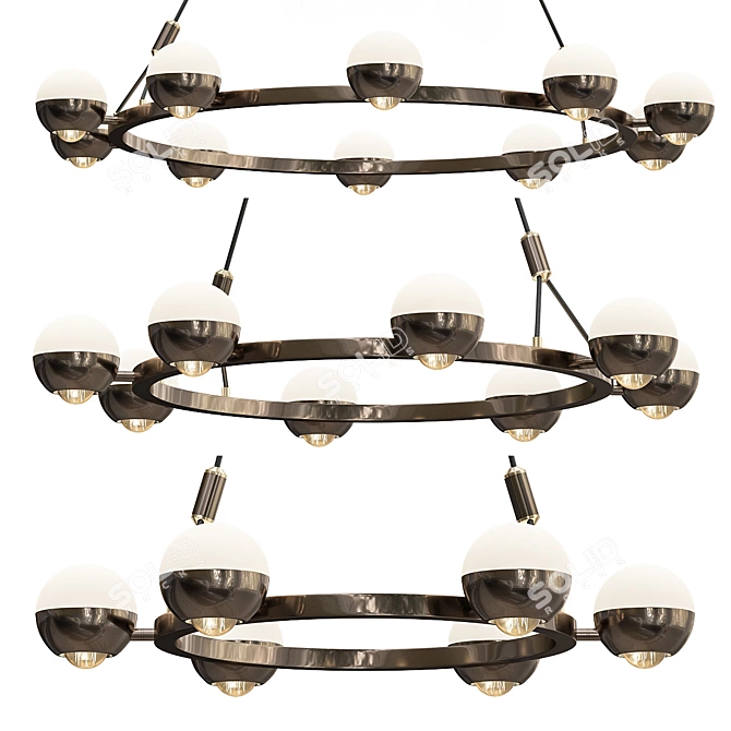 Rotating LED Ring Chandelier Barcelona 3D model image 1