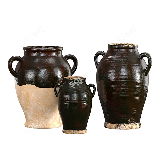 Artisan Terracotta Vase Collection 3D model image 1