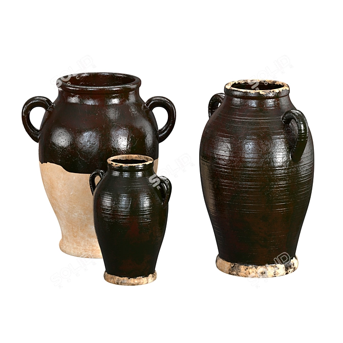 Artisan Terracotta Vase Collection 3D model image 2