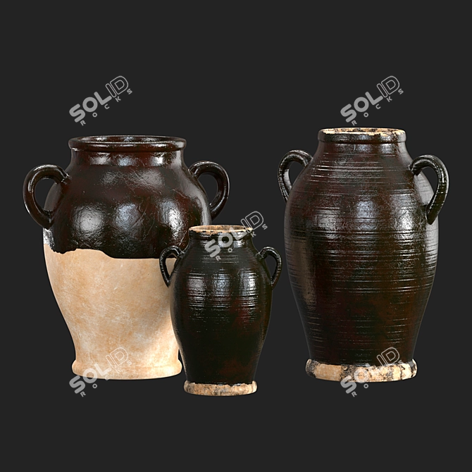 Artisan Terracotta Vase Collection 3D model image 3