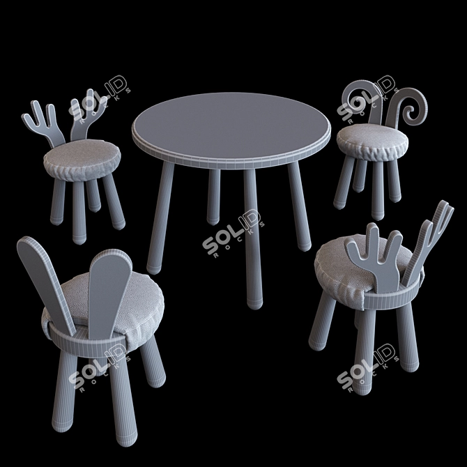 Soft Seating Kids Furniture Set 3D model image 2