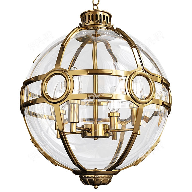 Elegant Eichholtz Brass Lantern Fixture 3D model image 1