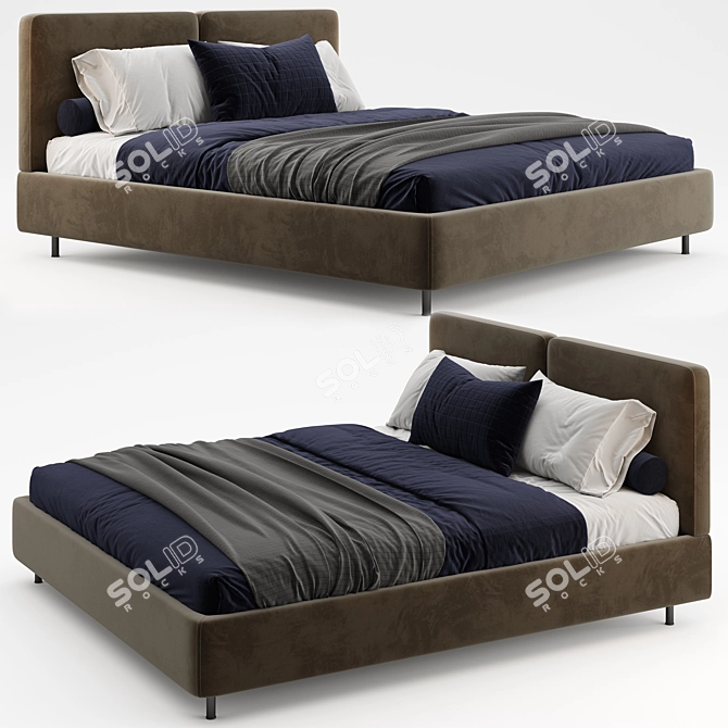  Woodsoft Double Bed 01 3D model image 1