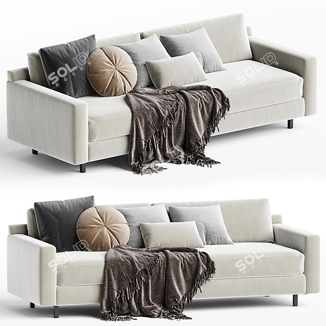 Polished Stainless Steel Hunter Sofa 3D model image 1