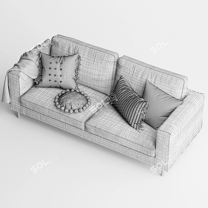 Stylish MOOS Studio 3-Seater Sofa 3D model image 7