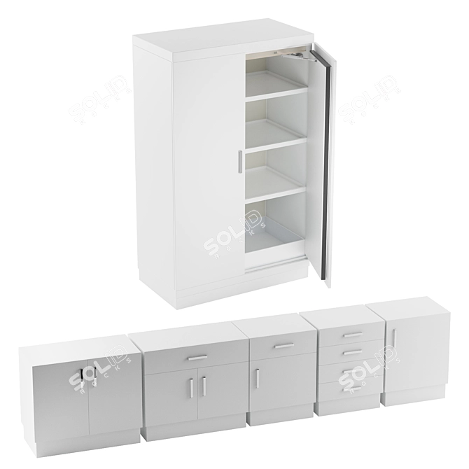 Safety Underbench Storage Cabinet 3D model image 1