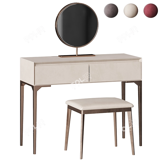 Modern Velvet Makeup Vanity Set 3D model image 1