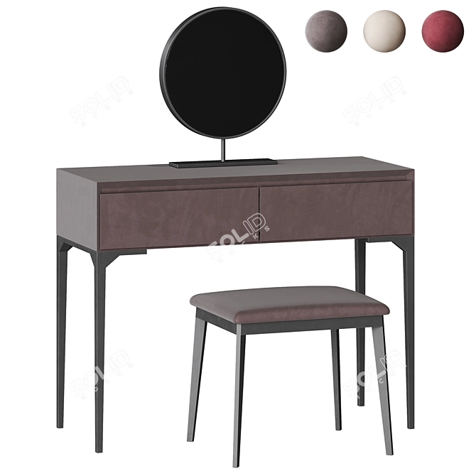 Modern Velvet Makeup Vanity Set 3D model image 2