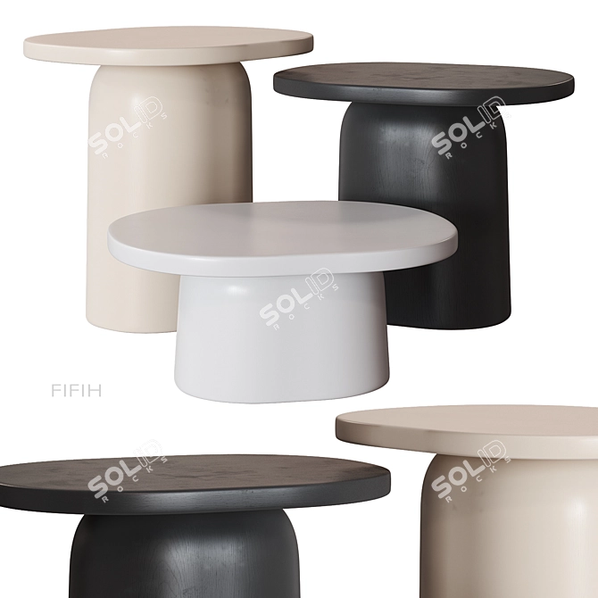 Hommes FIFIH Wooden Coffee Table 3D model image 1