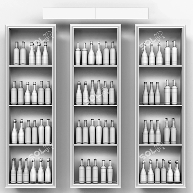 Wine Shelf and Sparkling Wine Archive 3D model image 2