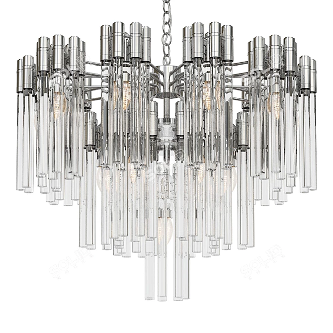 Contemporary Crystal Silver Chandelier 3D model image 1