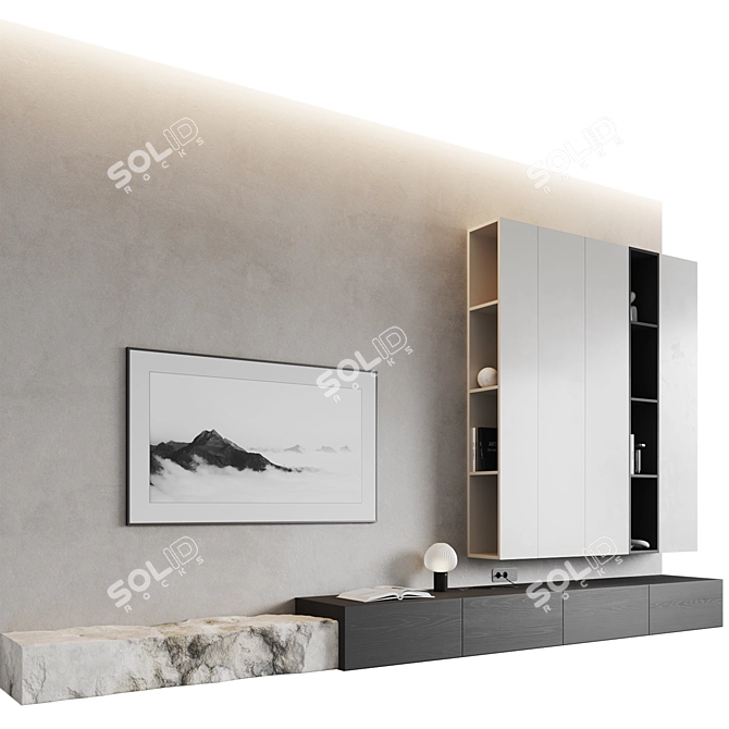 Modern TV Zone Monolithic 3D model image 1