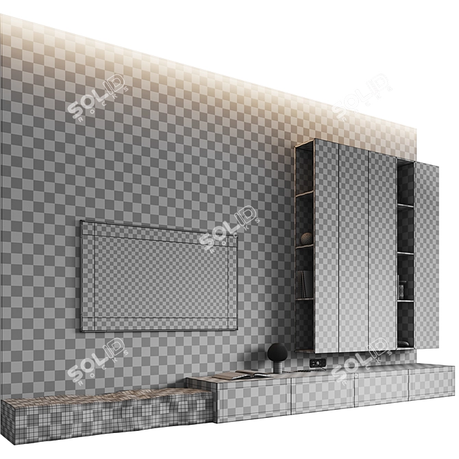 Modern TV Zone Monolithic 3D model image 6