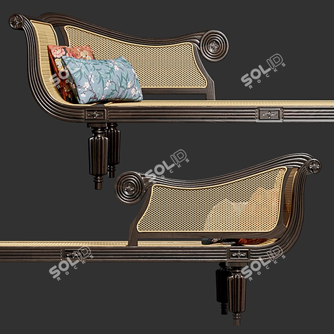 Colonial Rosewood Chaise Longue 3D model image 2