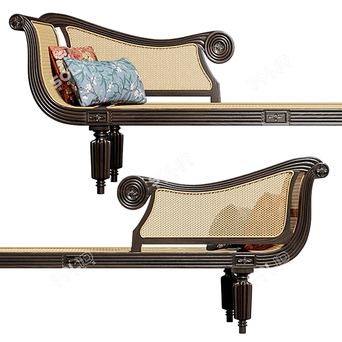 Colonial Rosewood Chaise Longue 3D model image 7