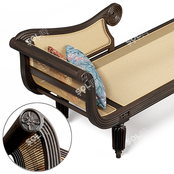 Colonial Rosewood Chaise Longue 3D model image 9