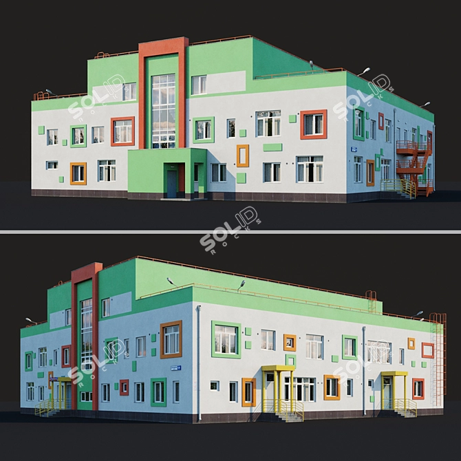 Detailed Model Childcare Building 3D model image 1