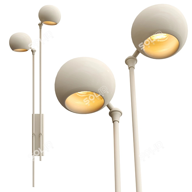 Modern Adjustable Metal Wall Lamp 3D model image 1