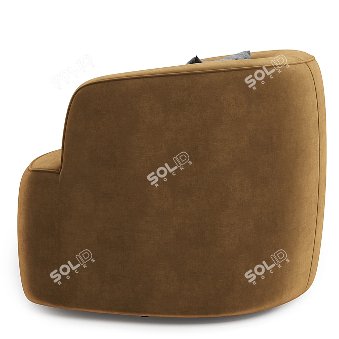 Plush Swivel Armchair with Boucle 3D model image 4