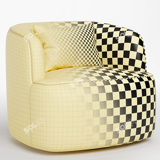 Plush Swivel Armchair with Boucle 3D model image 5