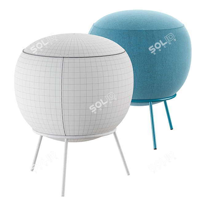  Modern Red Nest Ottoman  3D model image 2