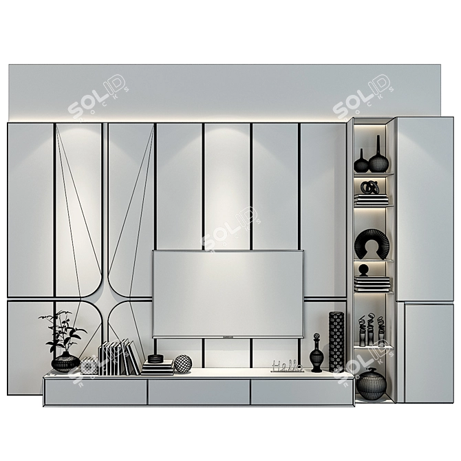 Modern TV Shelf for Living Room 3D model image 2