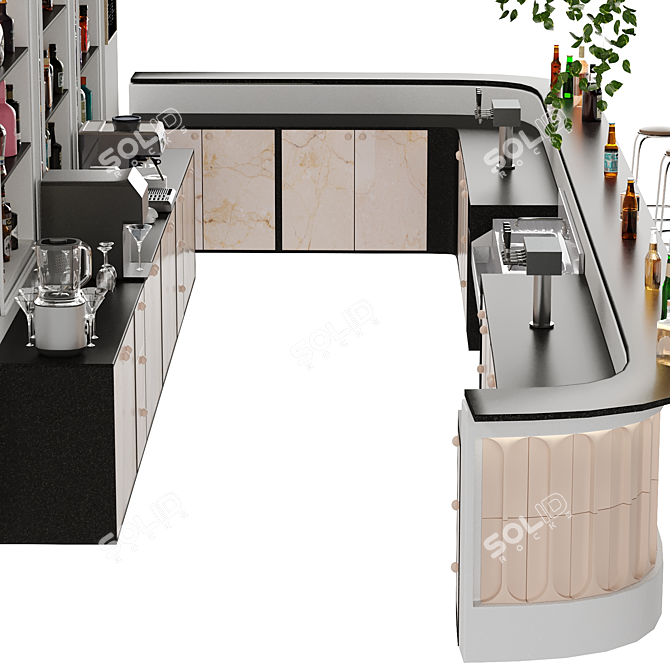 Hotel Bar 3D Model with Appliances 3D model image 4