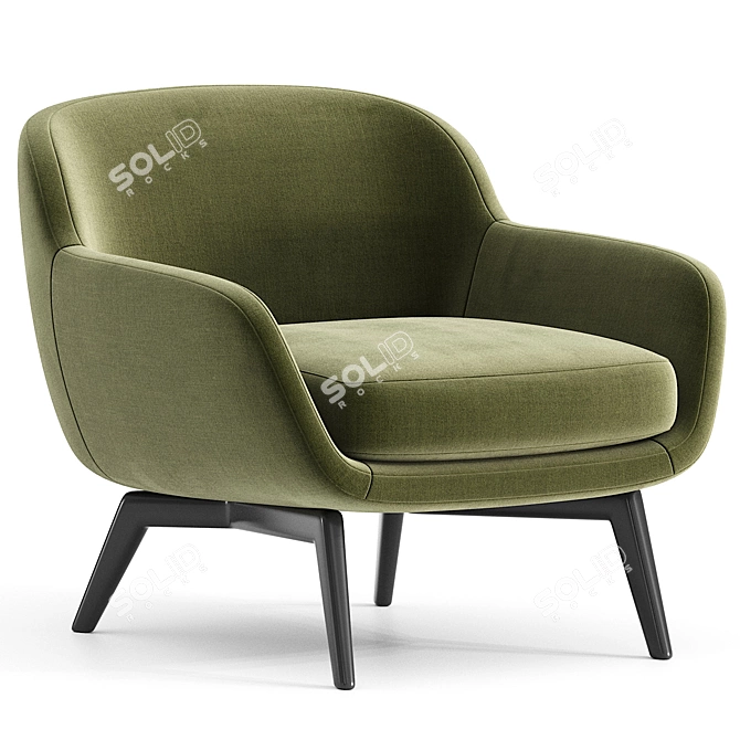 Modern Fabric Armchair Design 3D model image 1